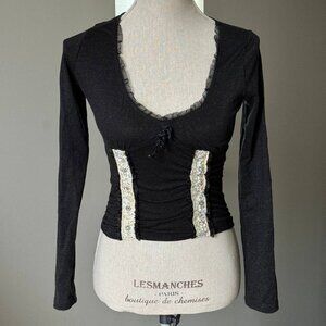VINTAGE Sparkly Ruched Top - Size XS/S